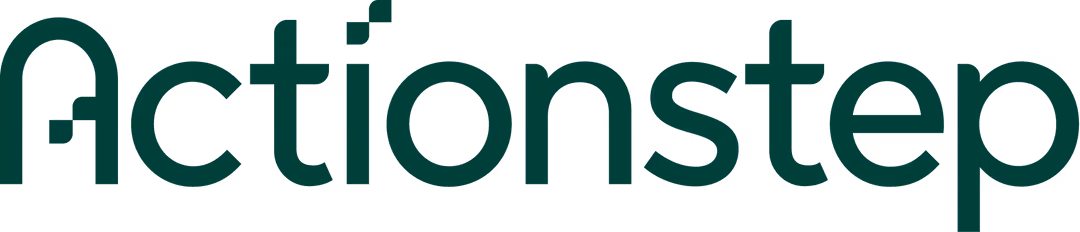 Actionstep text logo in dark green with stylized font.