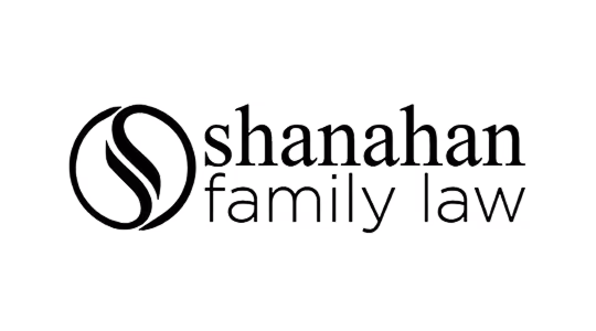 Shanahan family law black text logo with stylized S enclosed in a circle.