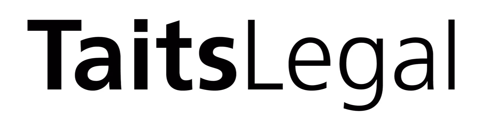 Taits Legal text logo in black font on transparent background.