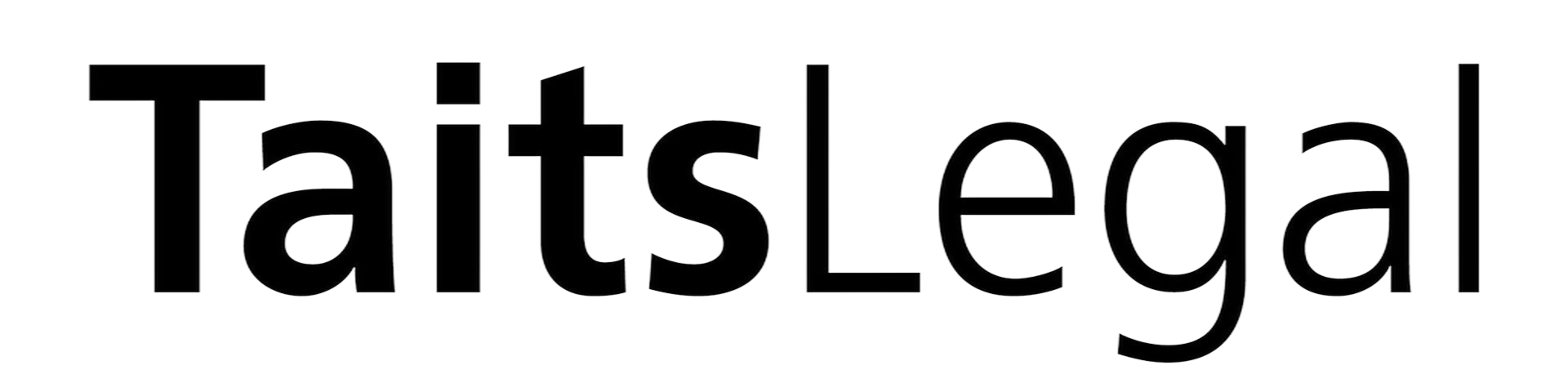 Taits Legal text logo in black font on transparent background.