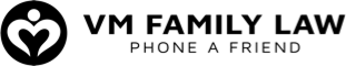 VM Family Law logo with an abstract heart and person icon in a circle.