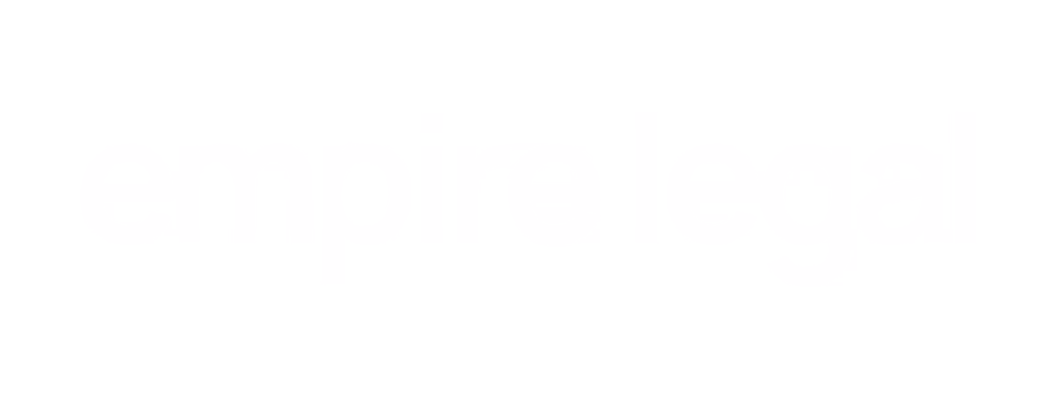 White text saying 'empire legal' on a transparent background.