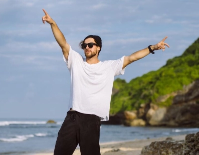 Traveler enjoying beach adventure