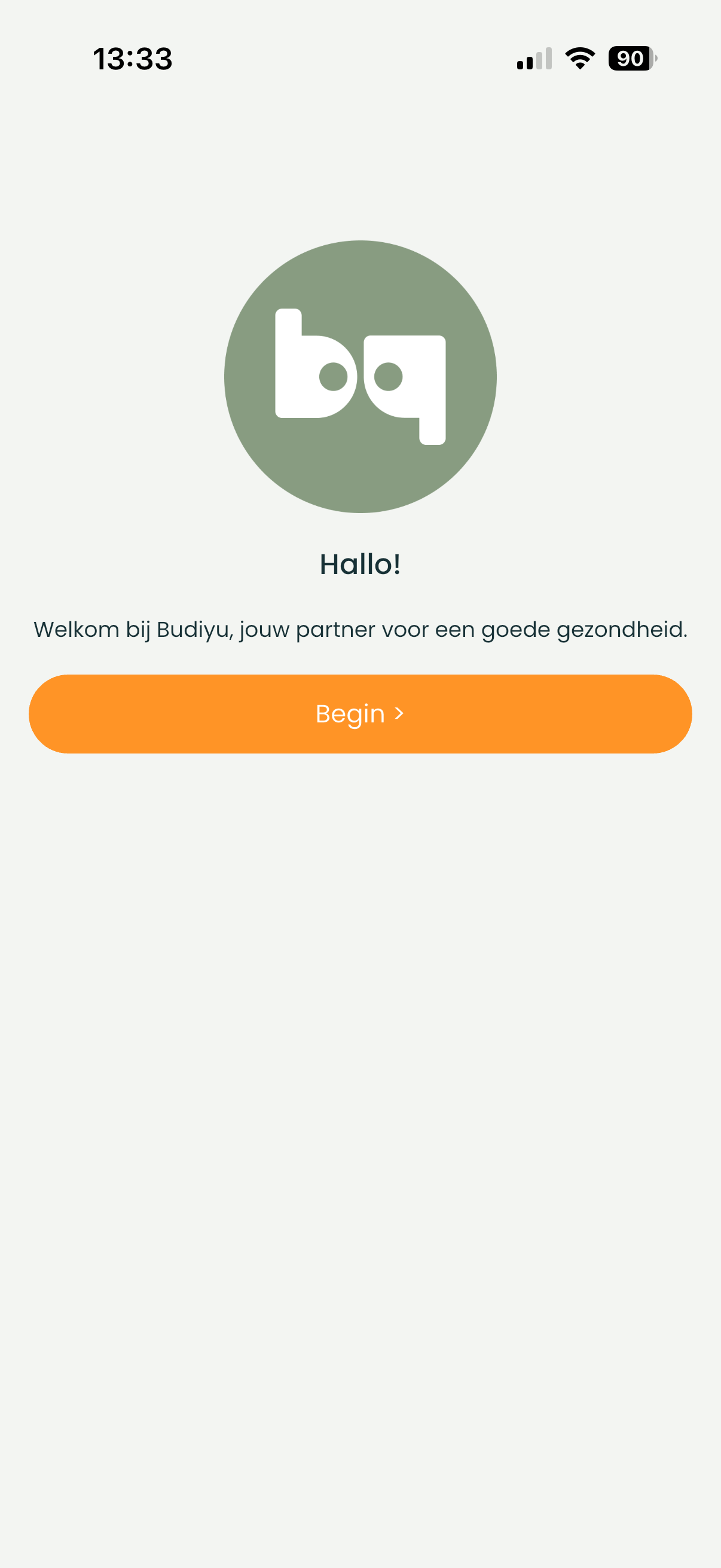 Welkomstscherm van de Budiyu app