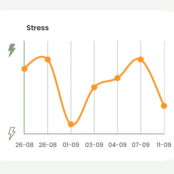 Uitsnede van het scherm waarin je je energie- en stressniveau aangeeft.