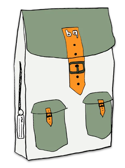 Tekening van de Budipack-rugzak