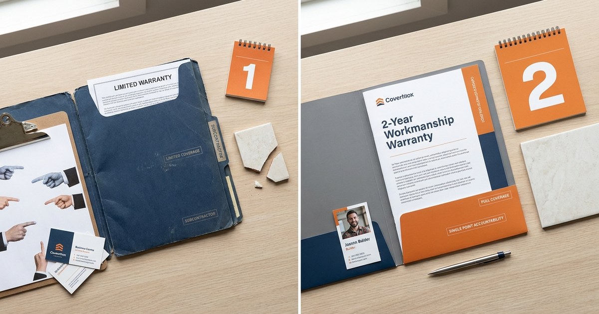 Comparison chart showing 1-year vs 2-year warranty coverage