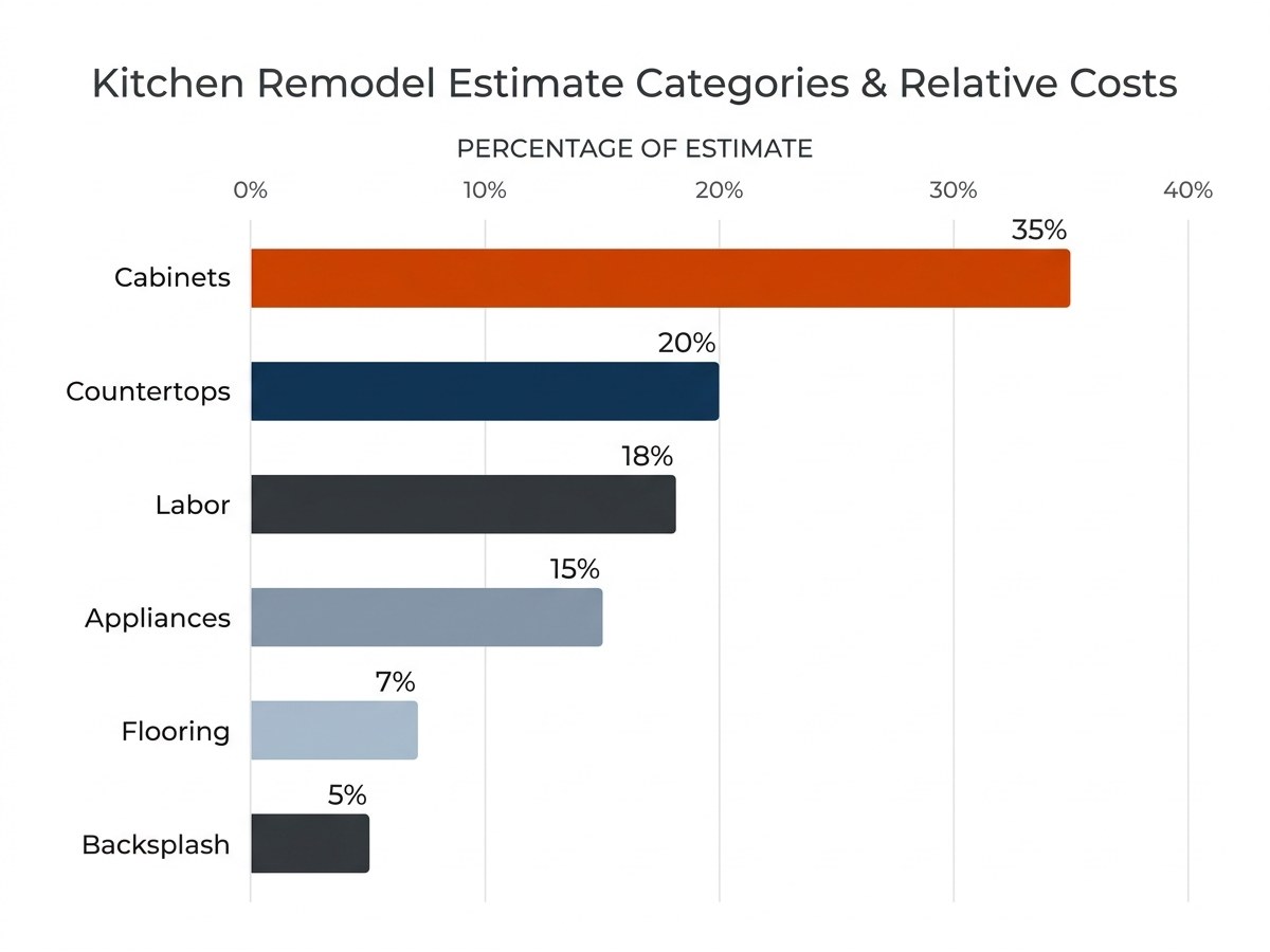 Sample kitchen remodel estimate breakdown showing line-item costs