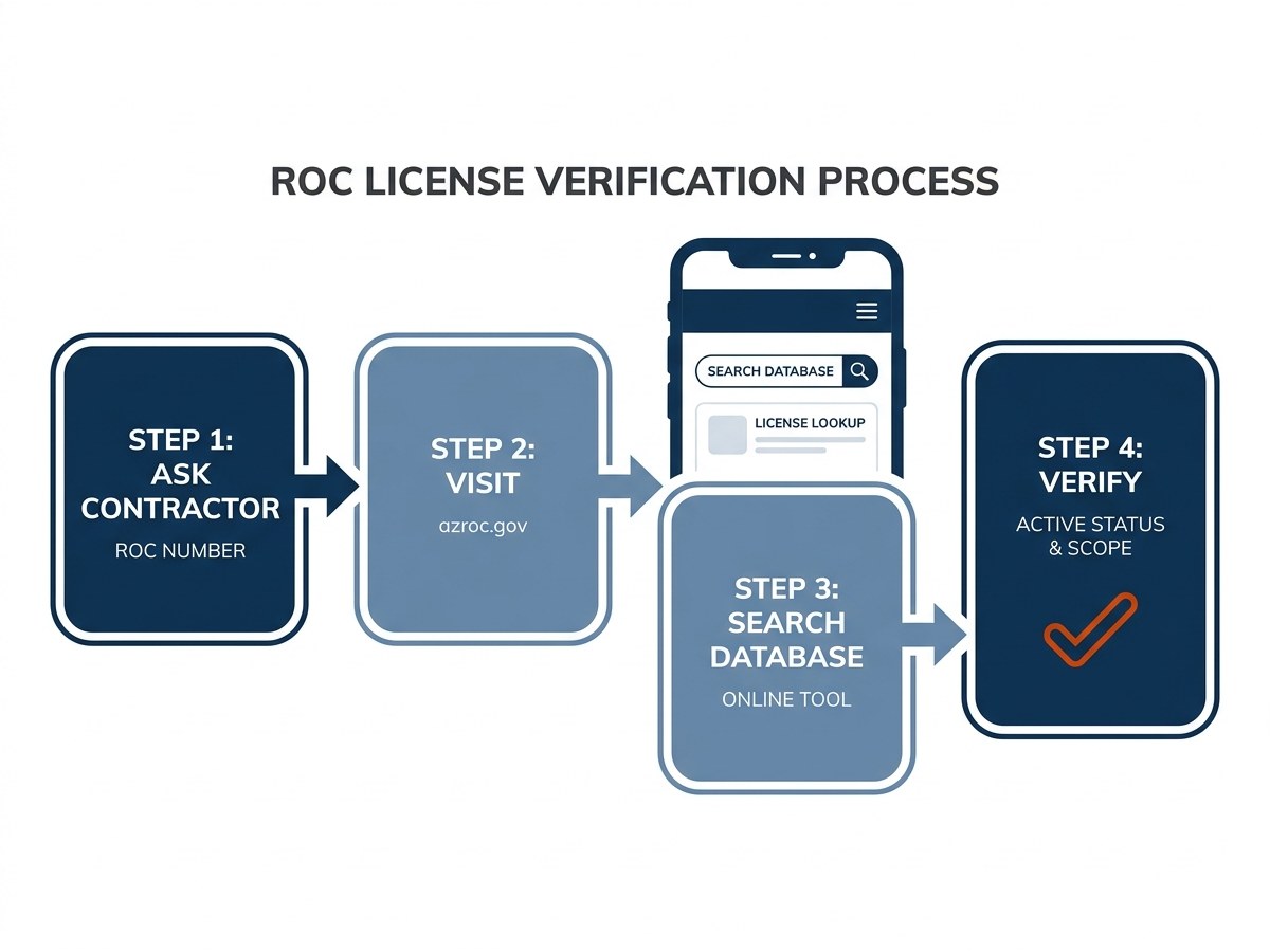 Infographic showing Arizona ROC license verification process on mobile device