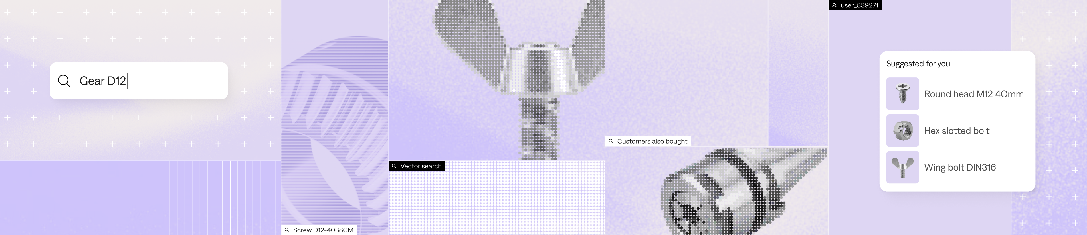 Search for Gear D12 in a shop for industrial parts, with vector search results and recommended bolts