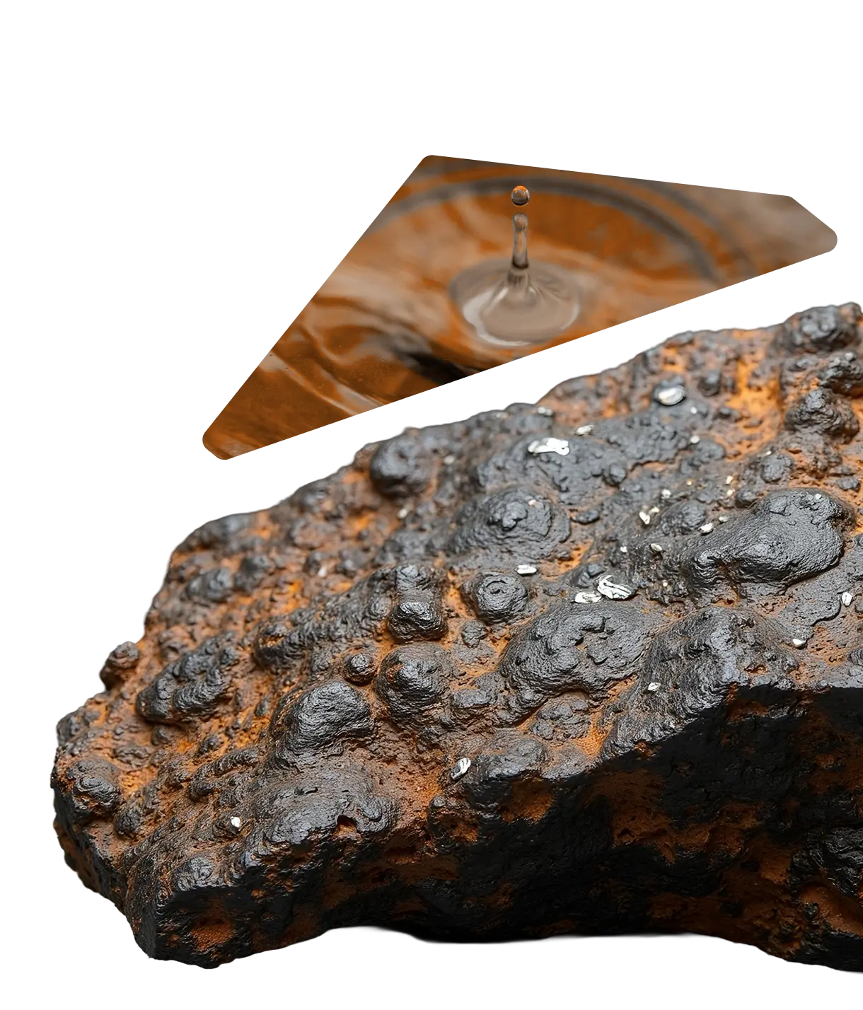 Image of an ore with a logo inspired shape filled with an image of water