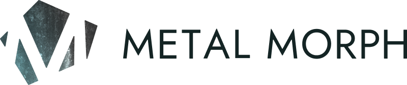 A textured logo of MetalMorph