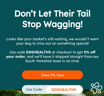Dog Health abandoned basket email offering 5% off with the code DOGHEALTH5