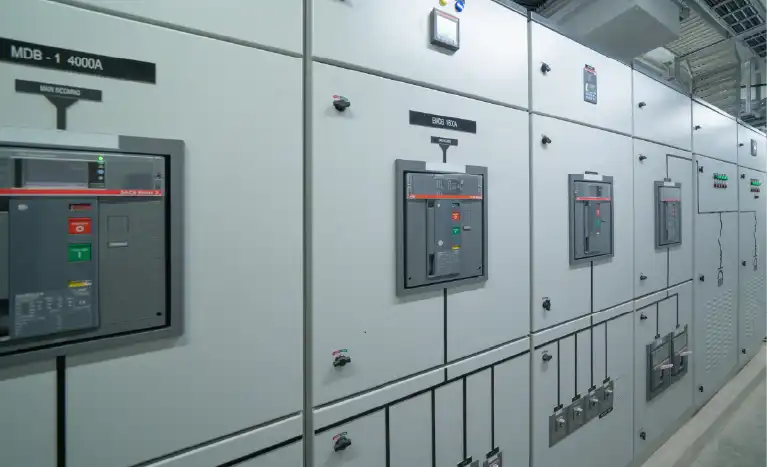 Switchgear panels in an enclosed space