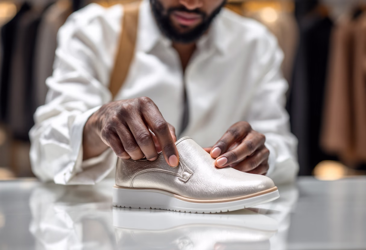 image of customer browsing store aisles (for a footwear store)