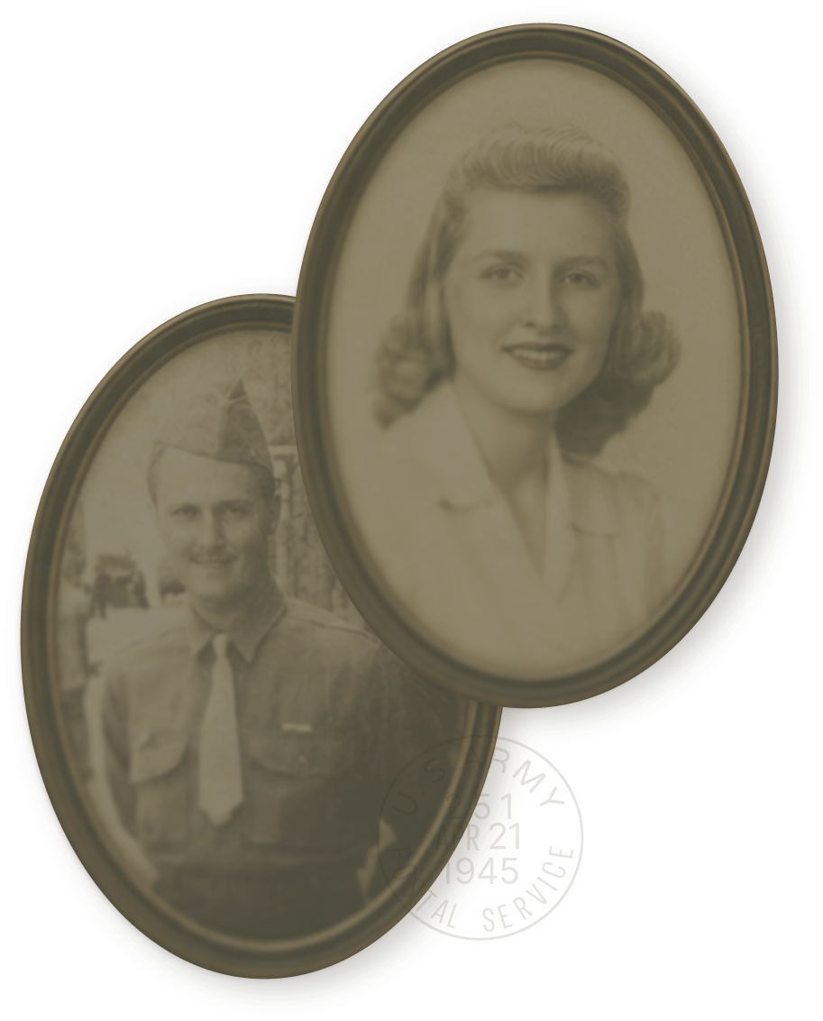 Portraits of Private Jim and Bette during World War II