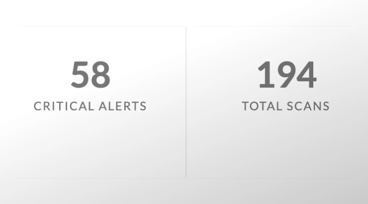 58 critical alerts and 194 total scans
