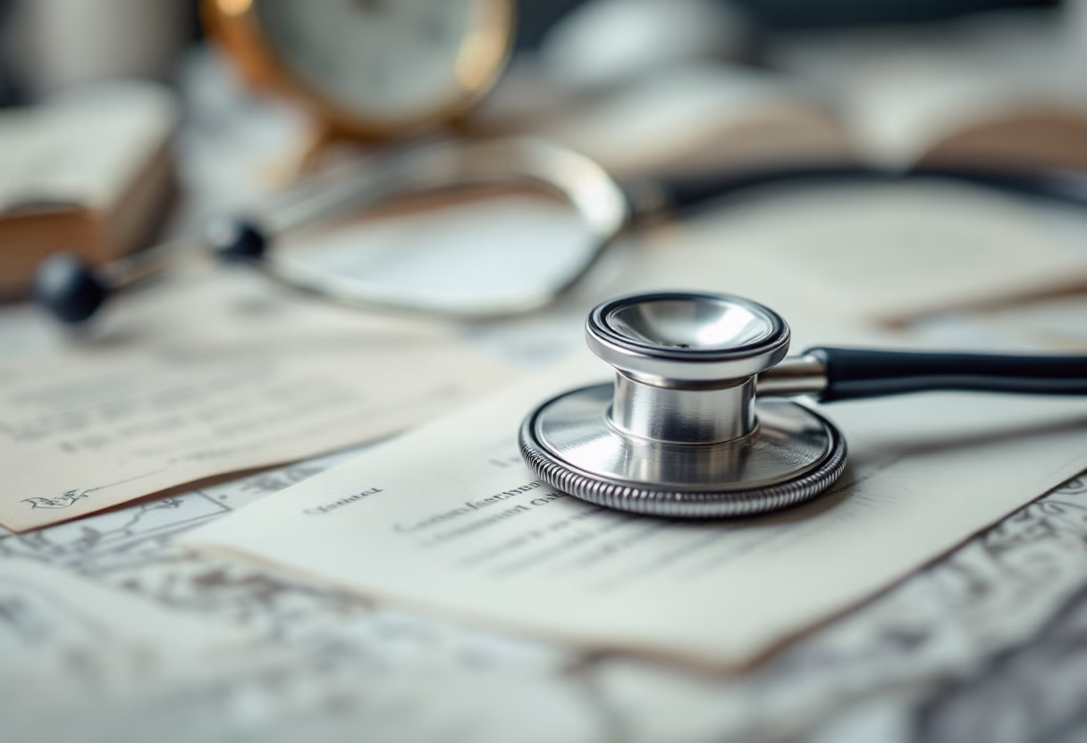 [background image] image of a stethoscope on a desk (for a medical clinic)