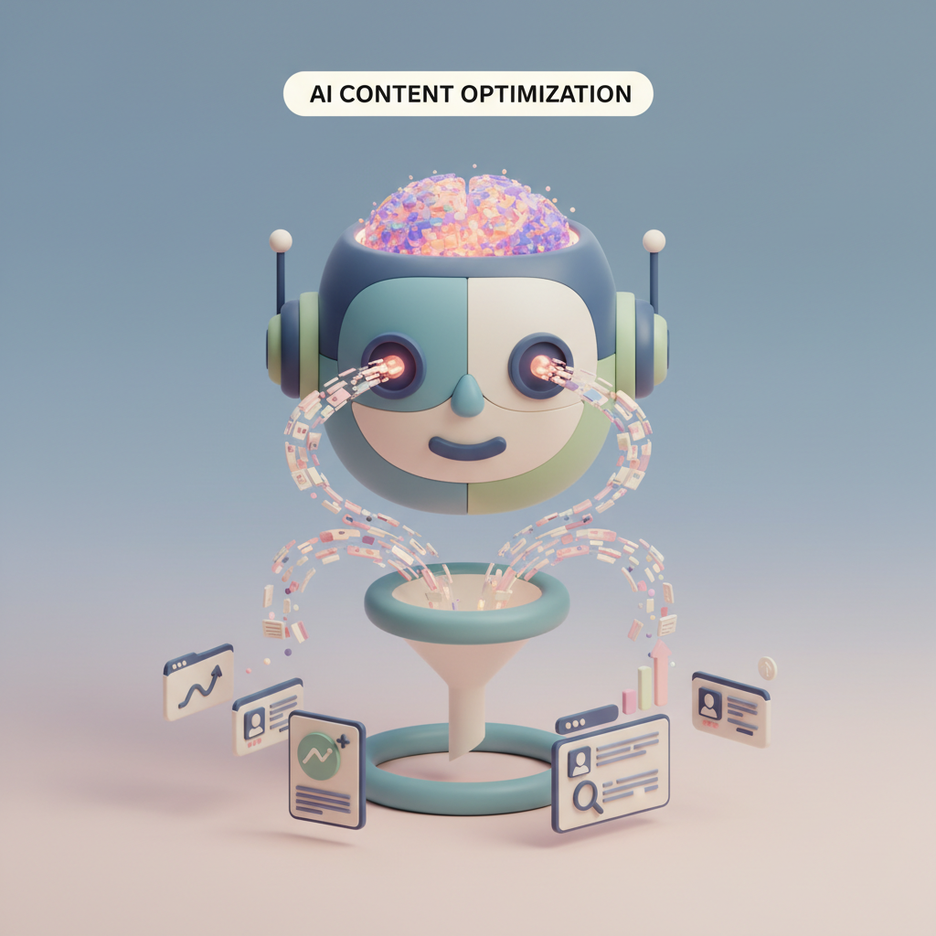 3D render of content blocks sliced into self-contained passages visualizing ai powered content optimization