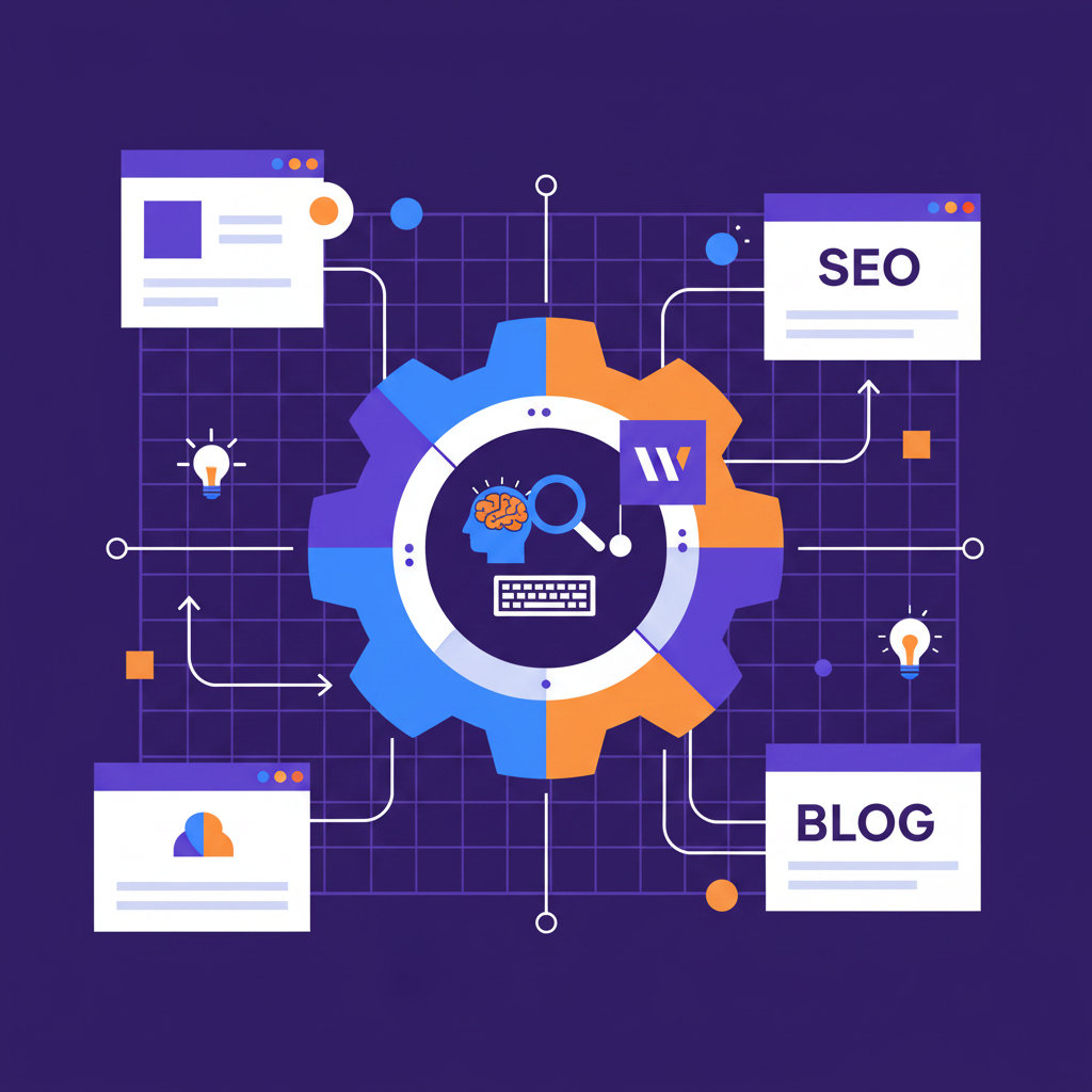 3D render illustrating generative engine optimization structure for Webflow blog content blocks being cited by AI answers
