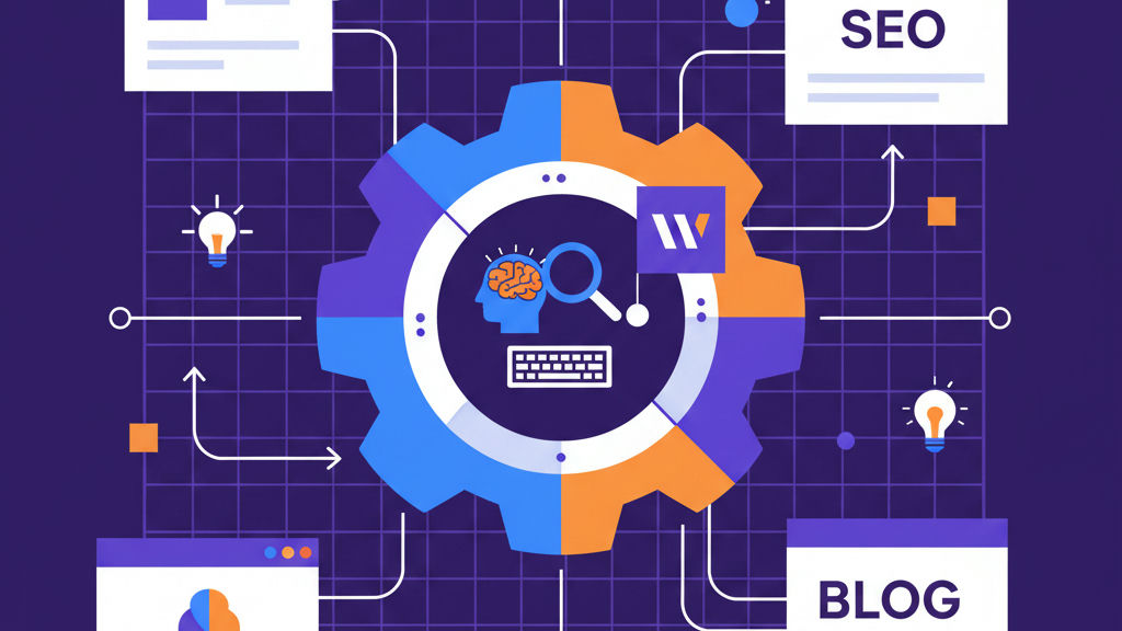 Rendu 3D illustrant la structure d'optimisation pour moteurs génératifs de blocs de contenu d'un blog Webflow cités par des réponses IA