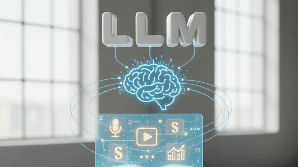 Rendu 3D de blocs de contenu découpés en chunks illustrant la structure d’un contenu LLM-friendly pour la récupération par les IA