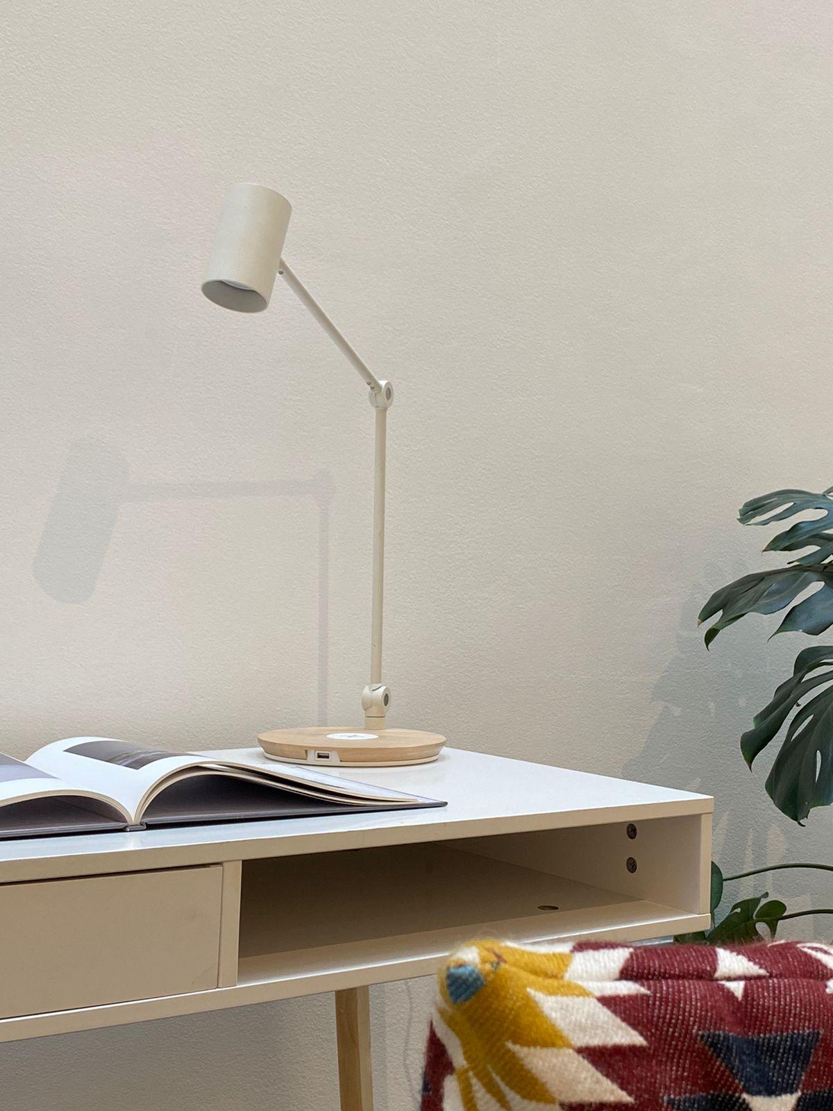 Desk with lamp and books in Common Room