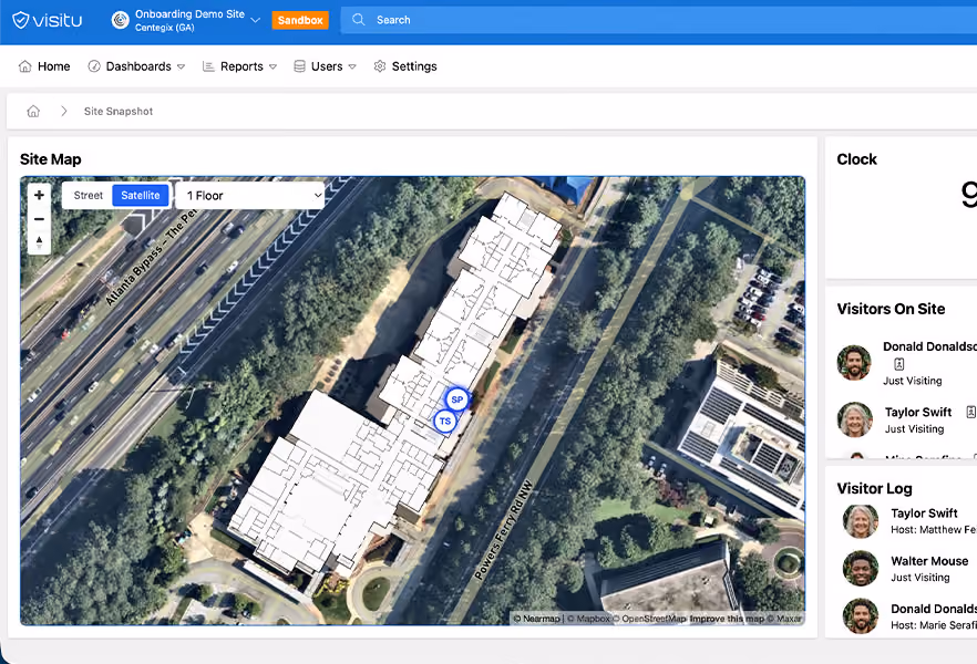 Visitor Management live facility map