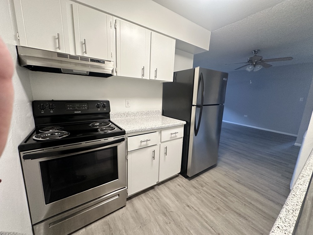 Kitchen with white cabinets