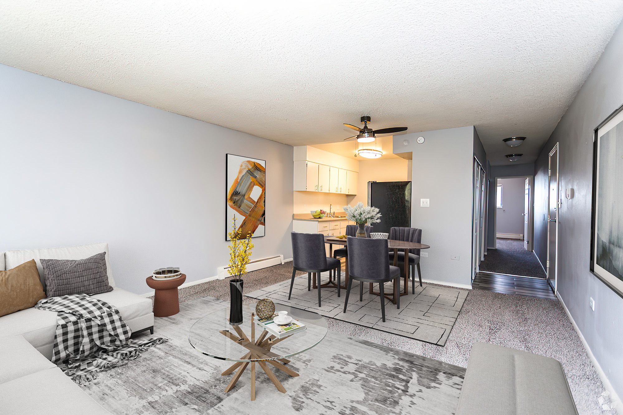 Living room with couch and decor