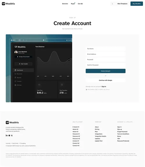 Sign up Page Preview