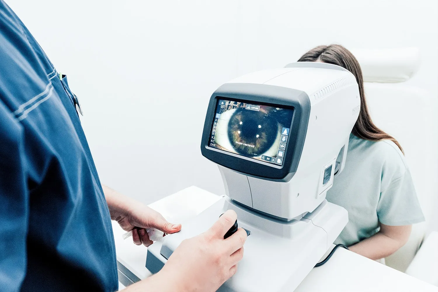 Patient taking a vision test