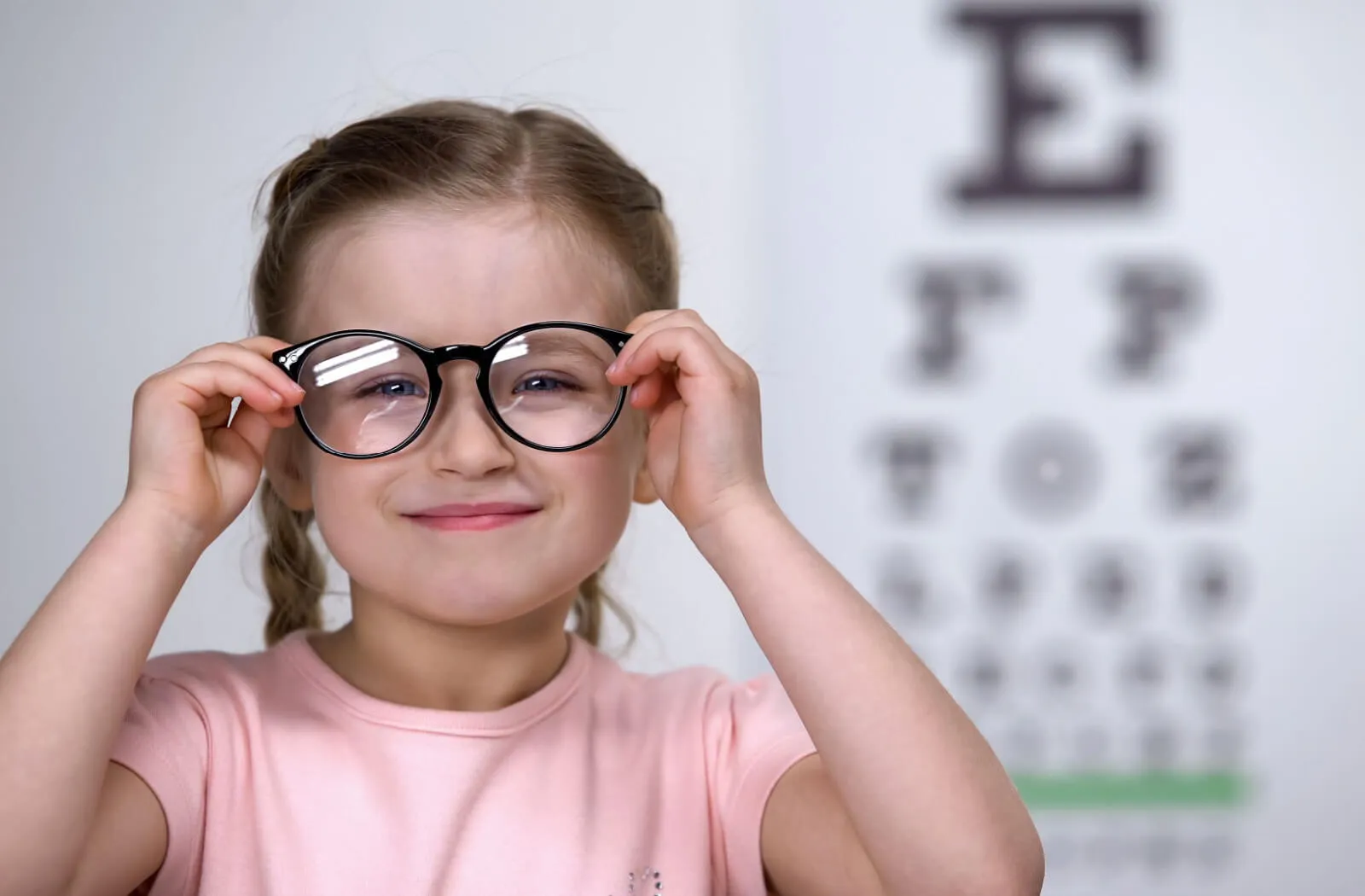 Young girl wearing glasses