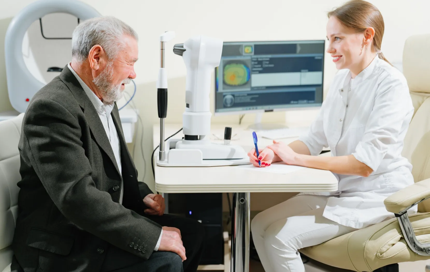 Doctor examining a patient's eyes