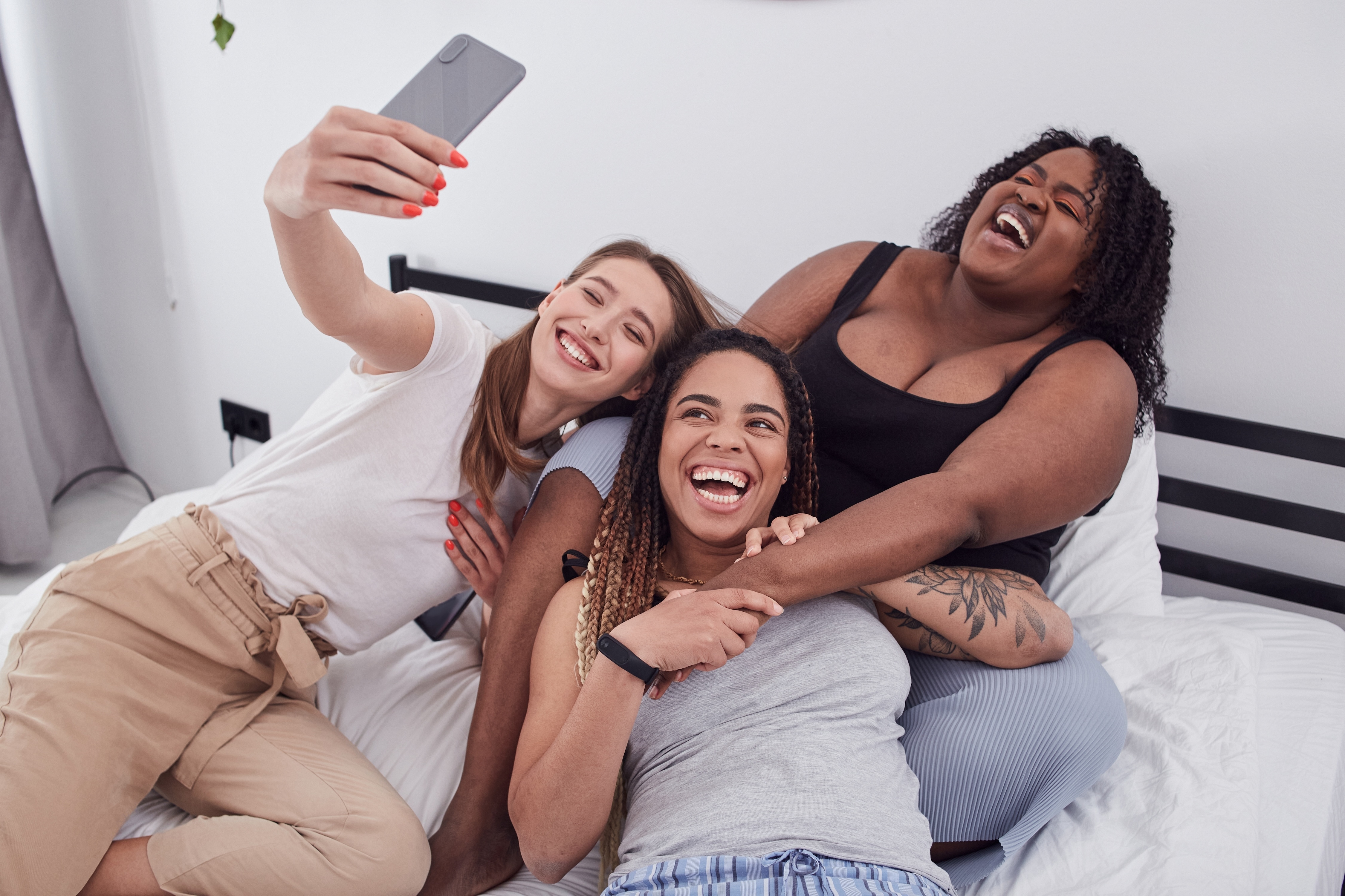 Girls taking selfie stock image