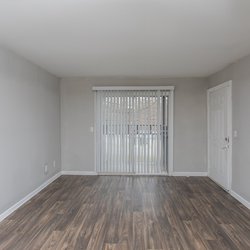 Living room with plank flooring