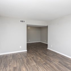 Living room with plank flooring