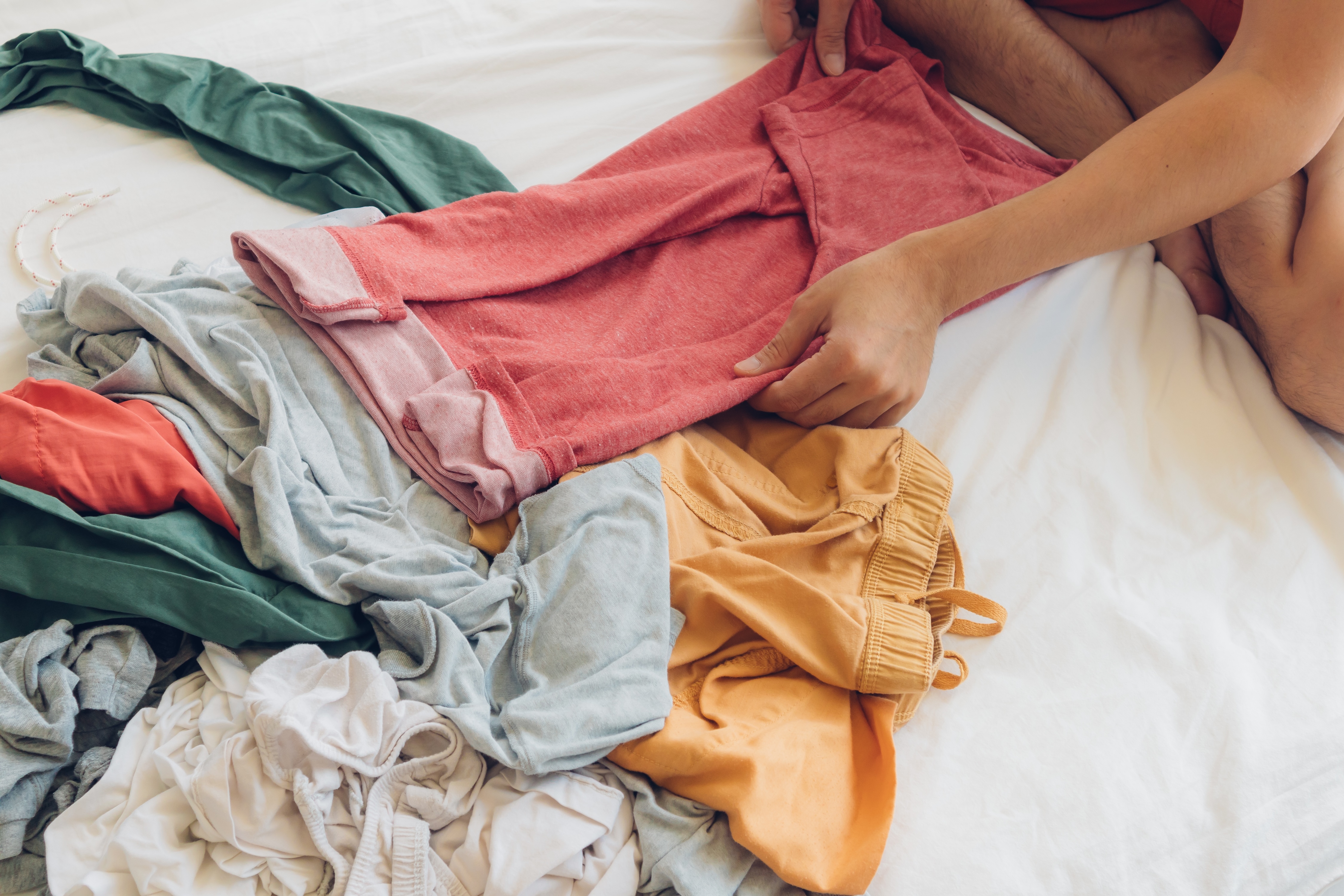 Laundry being folded stock image