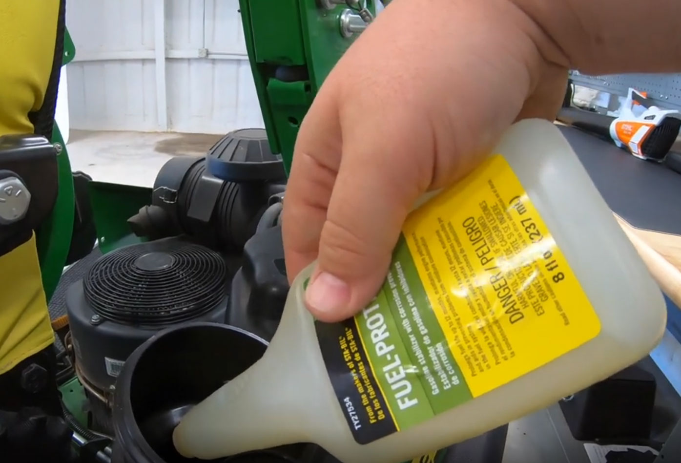 Adding a Fuel Stabilizer to a John Deere Mower