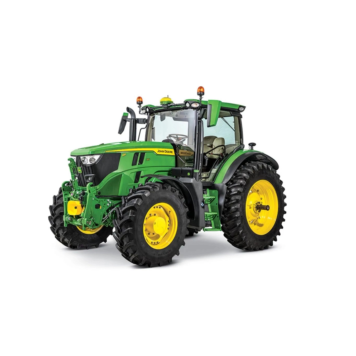 Studio image with a front left view of a 6R 145 Utility Tractor