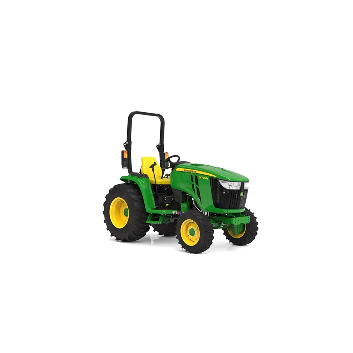 Studio image with a front right view of 3046R Compact Tractor