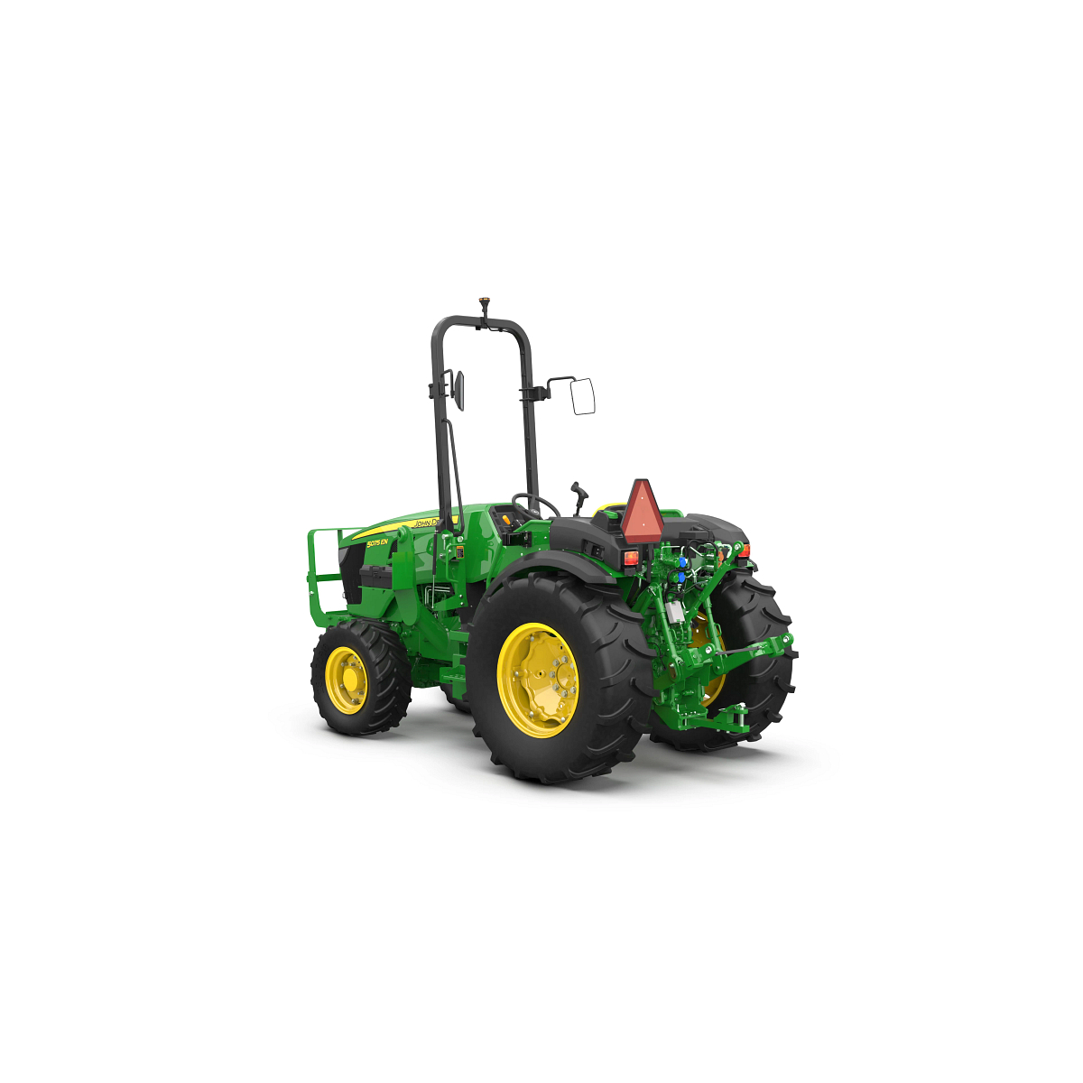 Studio image with left rear view of 5075EN Open Operator Station tractor.