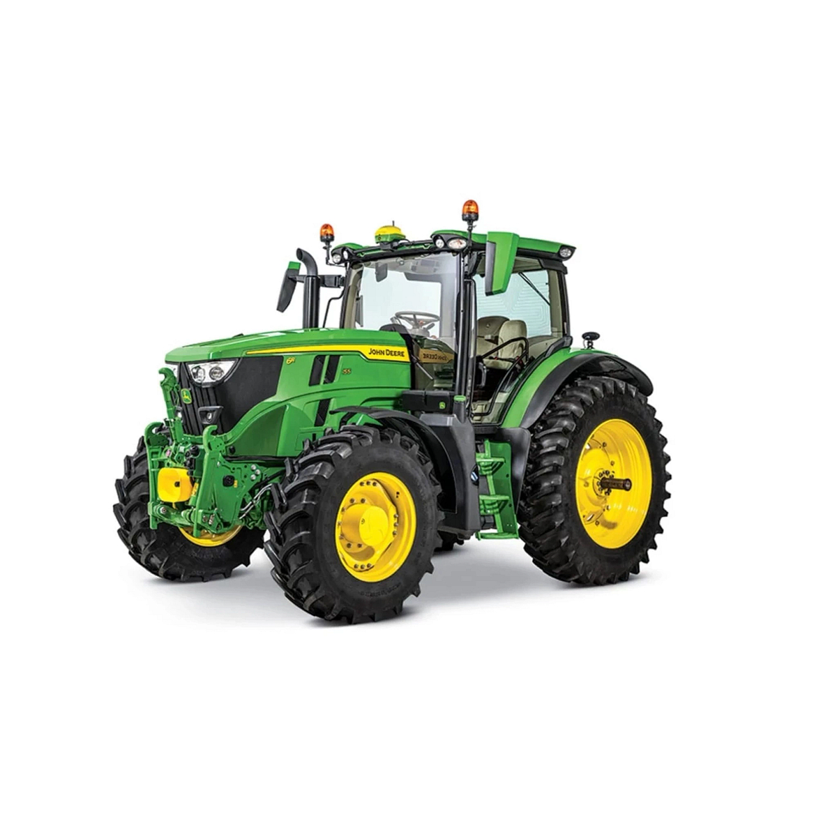 Studio image with a front left view of a 6R 155 Utility Tractor