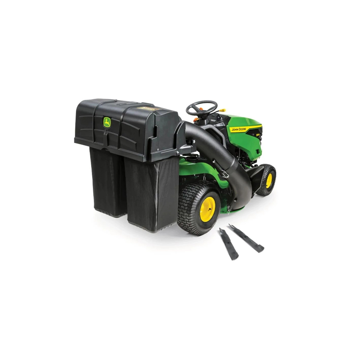 Studio image with a right rear view of an S100 Lawn Tractor with bagger blades