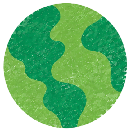 Simplified green and light green Earth illustration with textured pattern on a black background.