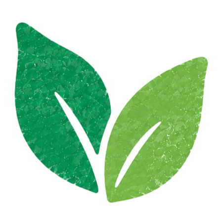 Two stylized green leaves with visible vein patterns, one darker and one lighter, overlapping on a transparent background.
