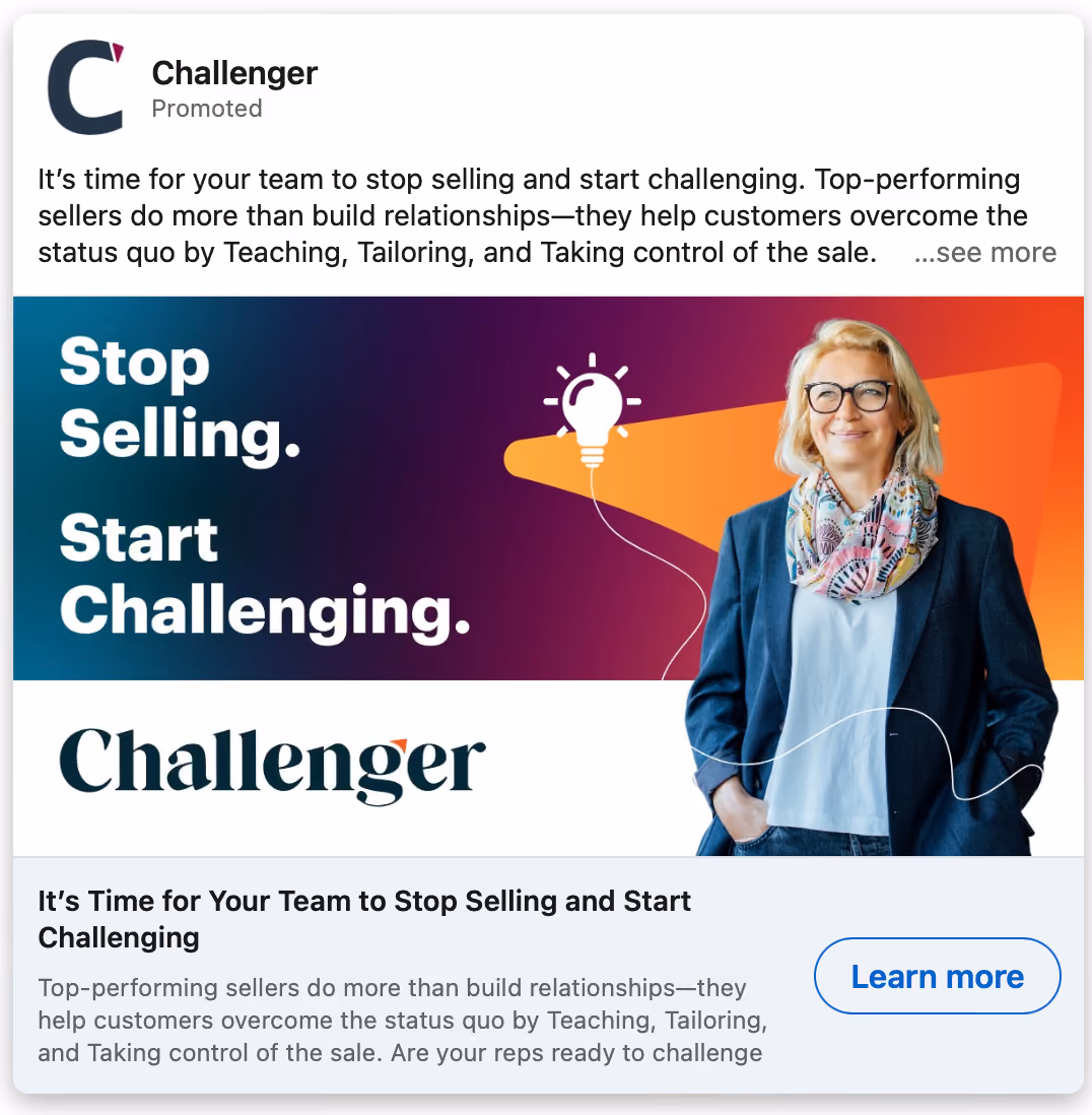 Challenger LinkedIn ad design