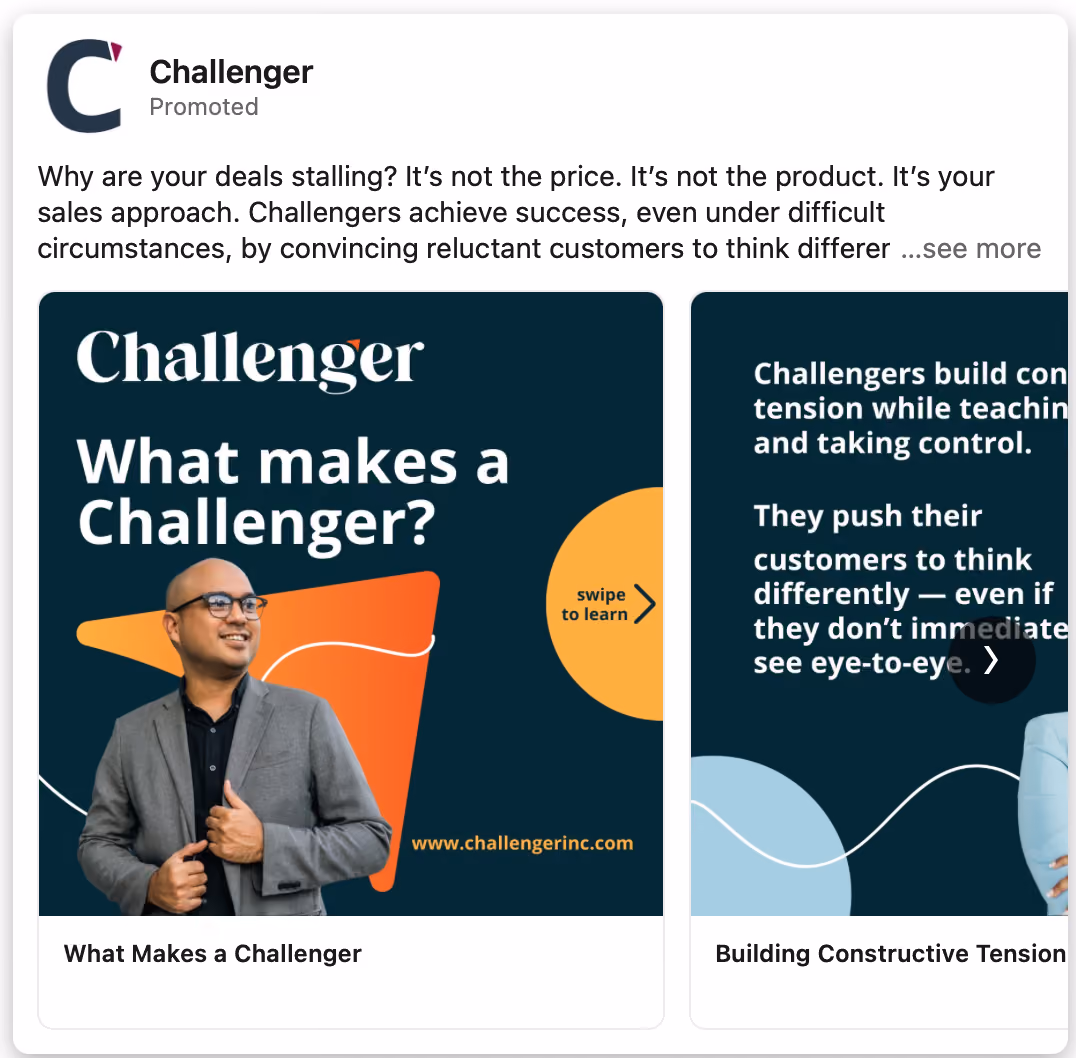 Challenger LinkedIn ad design
