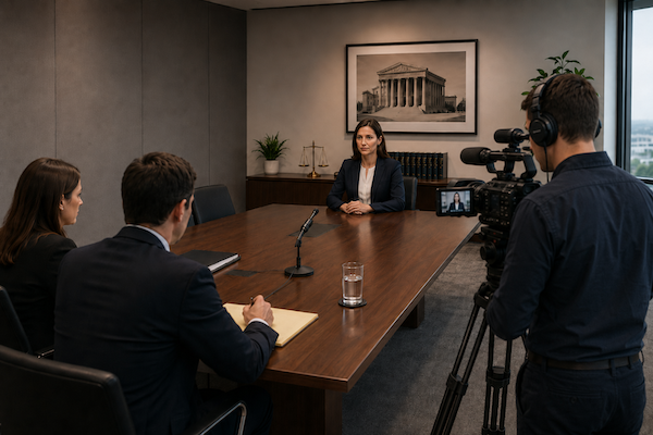 Deposition room set up for video recording