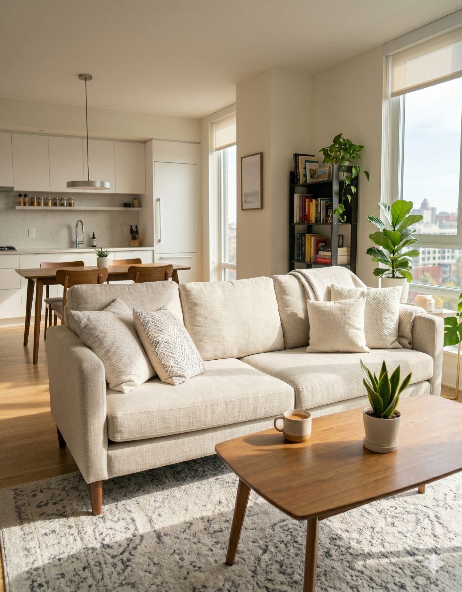 A bright, freshly cleaned living space after a Luxe clean